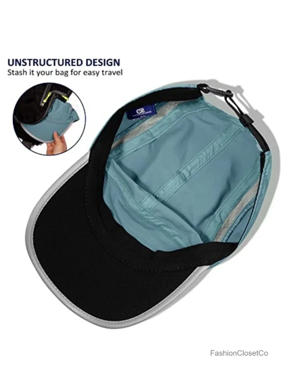 Unisex Unstructured Baseball Cap UPF 50+ Reflective Brim Outdoor